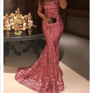 this brand new blue sparkling prom dress